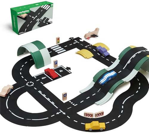 Waytoplay Highway – den flexibla leksaksgatan, 24 st. Lek med dina bilar inomhus och utomhus. Tillverkad i Nederländerna