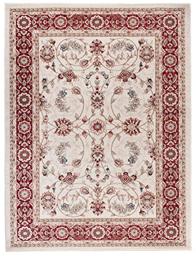 Carpeto Rugs Traditioneller Klassischer Teppich für Ihre Wohnzimmer - Weinrot Beige - Perser Orientalisches Antik Ziegler Ornamente Top Qualität Pflegeleicht AYLA 60 x 100 cm Klein