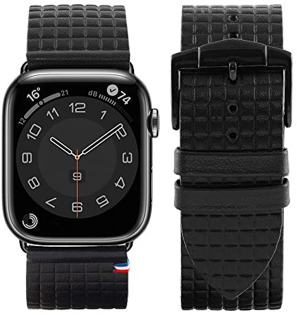 Eternel - Carbone Bracelet raffiné - Compatible toutes Apple Watch - Toutes tailles - Fait main en France - Tannage végétal
