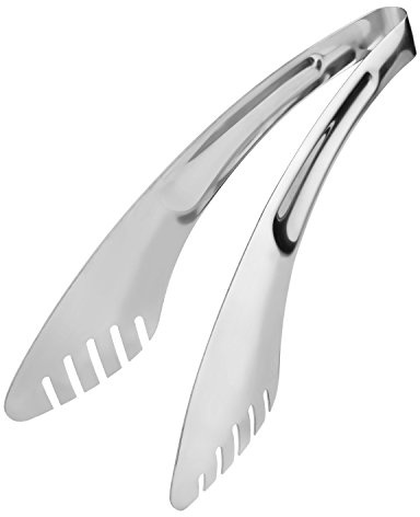 TRUSBER 9-Inch Salad Serving Tongs, 18/8 Stainless Steel Kitchen Cooking Tongs for Pasta Noodles BBQ Buffet | Dishwasher Safe |