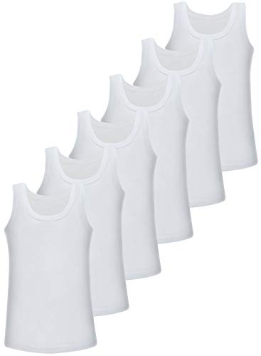 LOREZA ® 6 Canottiere da Bambino in 100% Cotone- Basics - 4-5 Anni