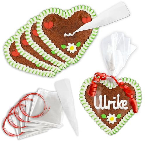 10x Mini Lebkuchenherz Rohling Selbst-beschriften-Set, 12 cm, grün-weiß | LEBKUCHEN WELT Lebkuchenherzen ohne Text | Lebkuchen Herz selber beschriften – DIY, Bastelidee, Zuckerguss, essbar