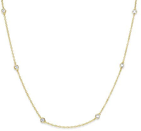 Kette Damen Silber 925 mit Zirkonia Collier verlängerbar in 3 Farben CO-29 | edel funkelnde Halskette 42 + 5cm stufenlose Verlängerung aus Sterlingsilber von MATERIA by Matthias Wagner
