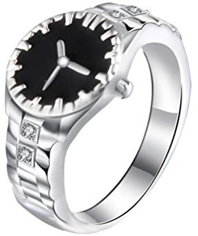 Holibanna Uhrformring Für Paare Fingerring Im Kreativen Uhr Design Größe 7 Für Hochzeit Verlobung Geburtstag Versprechen Als Schmuck Und Geschenk Für Liebe Und Party