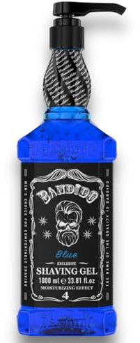 Bandido - Gel de afeitar para hombre, color rojo y azul, 1000 ml, gel de afeitar transparente para hombres, afeitado preciso y sin espuma, para el contorno de la barba con cualquier hoja de afeitar,