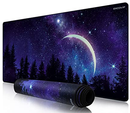 excovip Star Moon Large XXL Mouse pad Space Wide Full Desk Gaming Design Big Glorious Keyboard Computer Black Blue Cool Funny Company The Office Lap Black pc Magic Desktop Size Clear 35.4”×15.7 8558