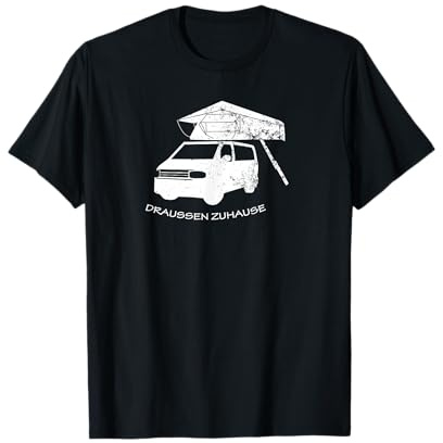 Dachzelt am Bus Van Camping mit Dachzelt und Bus T-Shirt