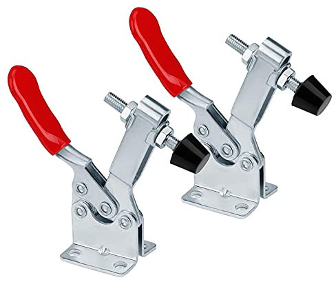 YOUTU® Kniehebelspanner Schnellspanner, Horizontal Toggle Clamp Haltekraft Waagrechtspanner Anti-Rutsch Knebelklemme Handwerkzeuge für Schweißen, GH-201B 90Kg/198Lbs Fassungsvermögen (2 Stück)