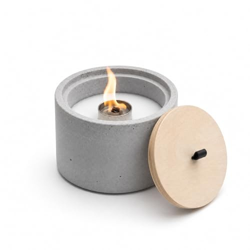 Allerlei.Design Wachsfeuer Outdoor Kerze mit Dauerdocht - 18 x 11 Zentimeter - Geschliffener Beton - Handgemacht in Hessen