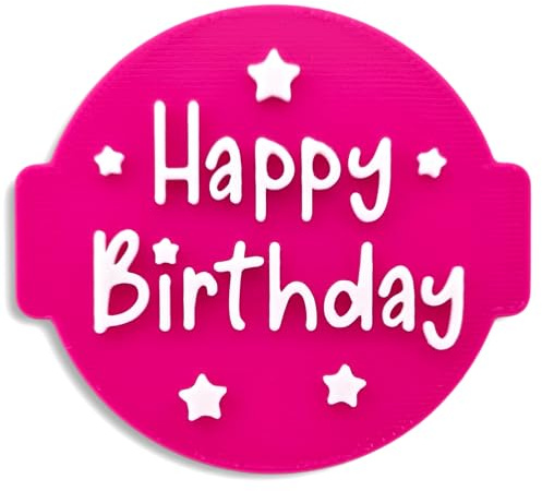 Happy Birthday Stamp Embosser 6cm for Icing, Fondant, Cupcake, Cake, Baking, Decoration, Made in UK 1066 Factory (Pattern 1)