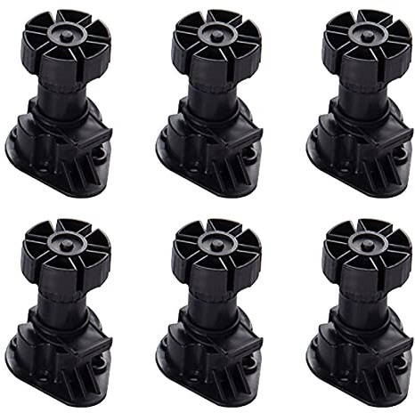 Lot de 6 pieds d'armoire en plastique réglables en hauteur pour armoire de cuisine et salle de bain 80 à 120 mm