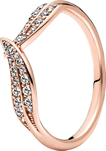 Pandora Damenring Silber Funkelnde Blätter Roségoldfarben 189533C01