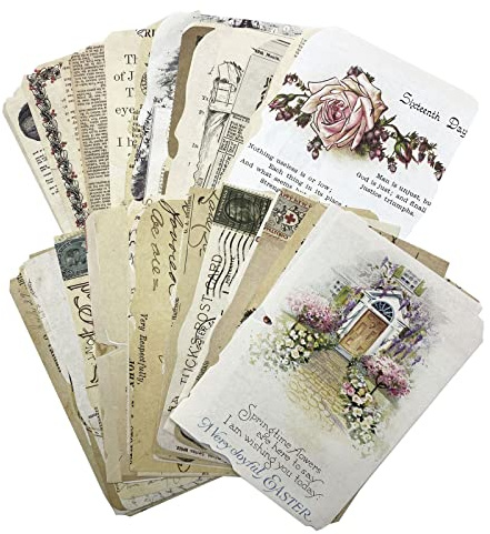 Lot de 52 feuilles de papier décoratif vintage pour scrapbooking, scrapbooking, accessoires de bricolage Junk Journal pages rétro Craft papier décoratif pour album, journal intime, scrapbook DIY E