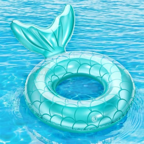 MoKo Inflatable Swimming Ring, Cute Pool Float Tube Decorations Swim Tubes Outdoor Pool Beach Water Floats Party Supplies Swimming Floaties, Blue