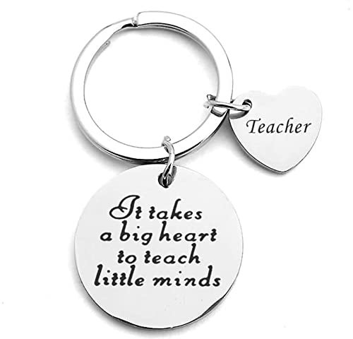 Stfery Anneau Porte Clé, Porte Cles Personnalisable Acier Inoxydable Argent Gravure sur Plaque Ronde Il Faut Un Grand Coeur avec Heart Teather