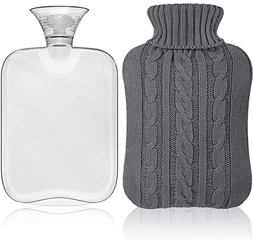 2 Liter Wärmflasche mit Strickbezug Auslaufsicher Groß Wärmflaschen mit Kängurutasche,Naturkautschuk +Bettflasche Flauschig,Handwärmer für Kinder & Erwachsene, ideal für Schmerzlinderung