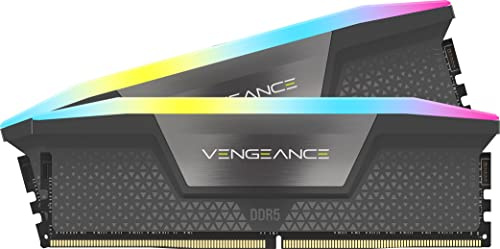 CORSAIR VENGEANCE RGB DDR5 RAM 64GB (2x32GB) Bis zu 5600MHz CL40-40-40-77 1.25V AMD EXPO Intel XMP 3.0 Desktop-Arbeitsspeicher – Grau (CMH64GX5M2B5600Z40K)