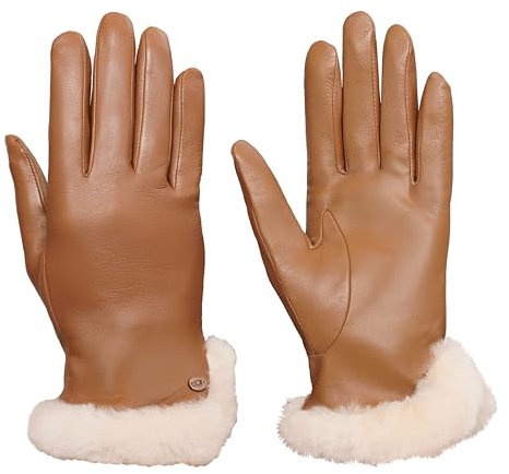 Ugg Leather Sheepskin Vent Glove 21626-CHE, Women gloves, Brown, L EU