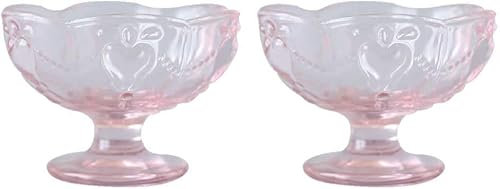 Coppette da dessert for gelato Ciotole 2 pezzi Insalatiera in vetro Coppa da dessert in vetro Ciotola for gelato trasparente for dessert Antipasti Bevande Budino Sundae Milkshake e altro (rosa)