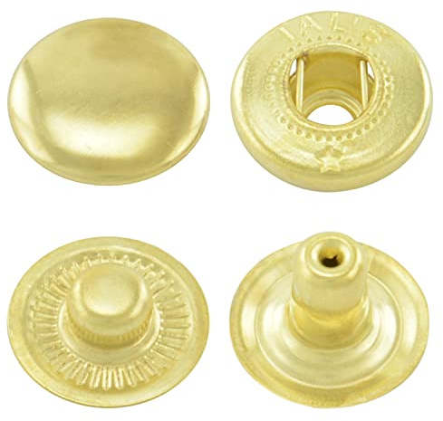 15 mm goldene Messing S-Feder Druckknöpfe zum nieten (25 Stück) - Rostfreie Snaps für Bekleidung, Taschen, Leder & DIY Handwerk, Nähzubehör