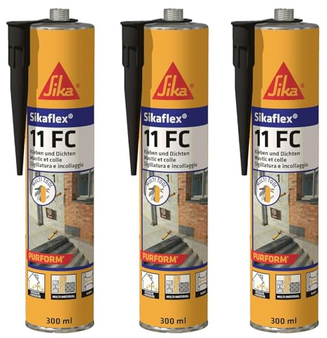 Sikaflex-11FC Purform, elastischer Kleb- und Dichtstoff, 300 ml, schwarz (Packung mit 3)