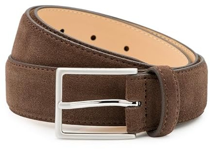 Riemen & Co DTCH.FIT Herrengürtel Bobby - Wildleder - Dunkelbraun - Breite: 3,5 cm - 95 cm