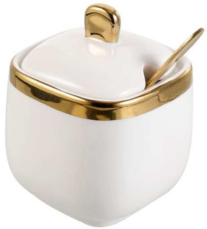 MAGICLULU 1pièce Pot à Condiments Céramique Blanche Avec Cuillère Récipient Élégant Pour Épices Sucre Et Assaisonnements Pour Cuisine Restaurant Bbq Et Camping