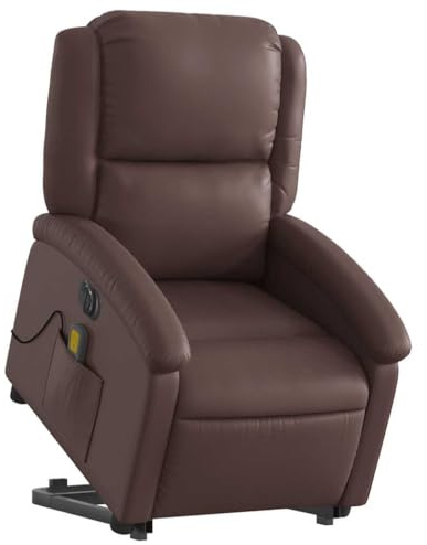 vidaXL Massagesessel mit Aufstehhilfe Elektrisch Braun Kunstleder