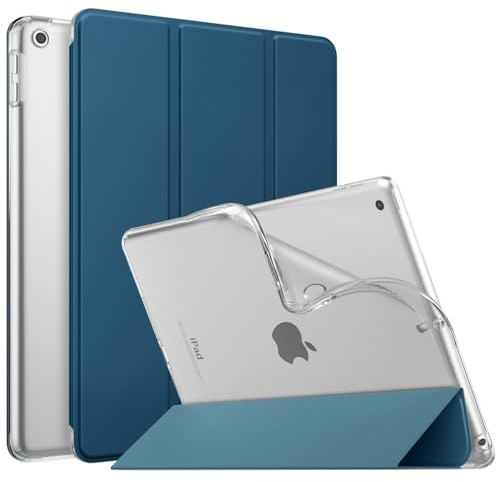 MoKo Coque pour iPad 9ème/8ème/7ème Gén (2021/2020/2019), Bleu Cobalt | Translucide Coque Folio Intelligente de Protection Légère avec Dos en TPU Souple avec Réveil/Sommeil Auto Support Touch ID