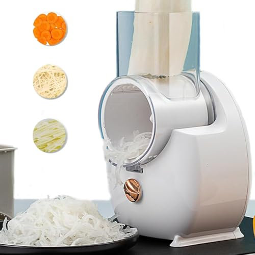Electric Grater, Multi Functional Electric Cheese Grater with Changeable Blades, One Touch Operation, Stainless Steel Electric Vegetable Cutter for Kitchen