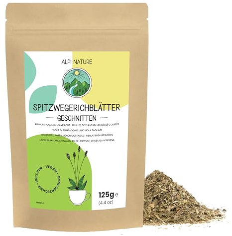 Alpi Nature Spitzwegerich Tee 125g, Spitzwegerich Blätter getrocknet, Wegerich Tee, Kräutertee