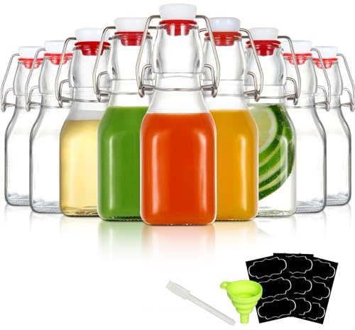 YEBODA 4oz Swing Top Glass Bottles,Small Flip Top Glass bottles with airtight Caps for Home Brewing,Kombucha,2nd Fermentation,Kefir,Beverages,Soda,Oils,Vinegar,Limoncello,Vanilla extract 9 Pack