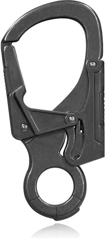 Ahiller Karabiner Schlüsselanhänger, 3,1 Zoll Legierung Schlüssel Karabiner für Mann, Outdoor Camping, Wandern Zubehör, Schlüsselring mit Clip(D-Gunmetal-1PCS)