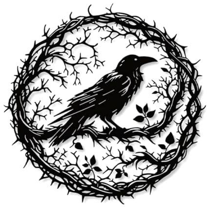 Putiqcher Raven Bird Metal Wall Art,Crow Wall Art Decor Sculpture, Design Home Decor for Garden Kitchen Balcony