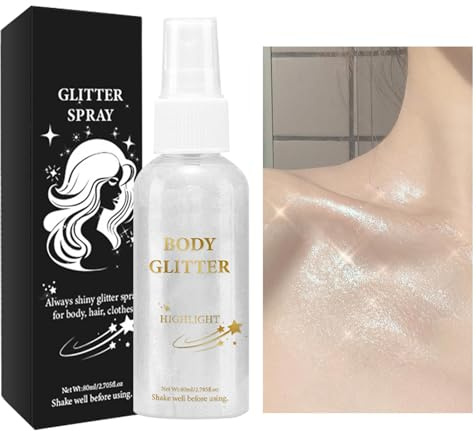 Spray pailleté pour cheveux et corps,Spray pailleté | Brume de surligneur pour le visage - Spray scintillant longue durée pour le corps, 80ML, maquillage cosmétique, paillettes pour cheveux, visage, v