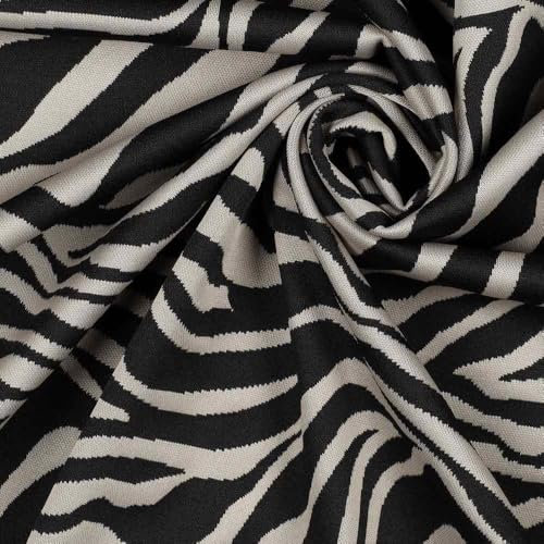 Strickstoff, Jacquard, Paintbrush Beige auf Schwarz als Meterware zum Nähen, 50 cm
