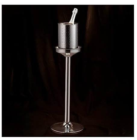 Seau à champagne Seau à glace martelé avec support, grand seau à glace sur pied en acier inoxydable for bière, refroidisseur de vin, utilisation en extérieur ou en intérieur Seau à Glaçons(Gold)