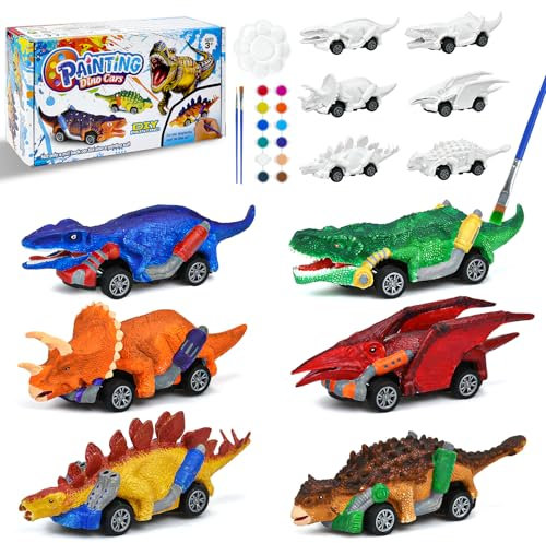 FGZU DIY Dino Spielzeugfahrzeug-Set für Kinder – Dinosaurier Spielzeug ab 3, 4, 5, 6 Jahre Junge – Dinosaurier-Geschenke – Bastelset, Weihnachten Geschenke Kinder Alter 3–8 Jahren