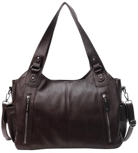 TIAASTAP Damen Handtasche Mittelgroß Shopper Tasche mit Mehreren Taschen Handbags for Women Ledertasche Schultertasche Damen Gross Shoulder Bag Umhängetasche Beuteltasche Damen-Shopper