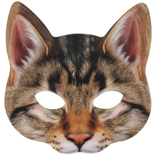 VALICLUD Masque De Chat Demi-yeux Masque De Chat Imperméable Dhalloween De Mascarade s D'halloween Mascarade Costumée De Loup Brown