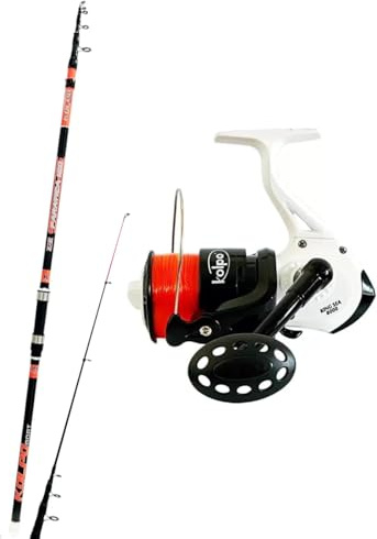 Combo da pesca per il mare con canna telescopica 120gr + mulinello 8000 con filo