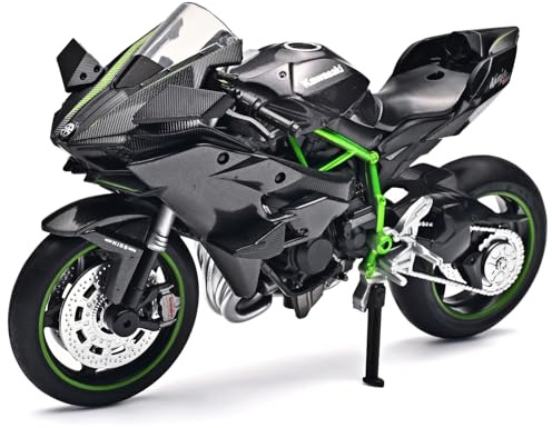 RZAPE Die Cast Motorcycle Model 1/12 Scale Motorcycle for Kawasaki Ninja H2R,Kawasaki H2R Toy Motorcycles Front Wheel Can Be Steered Left and Right,Motorcycles Model for Adults Collectors
