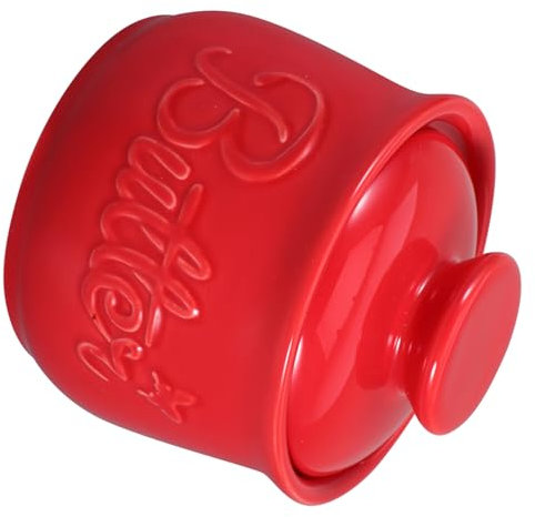 UKCOCO Beurrier Rouge Couvert Céramique Pour Conservation Pot Décoratif Élégant Pour Cuisine Comptoir