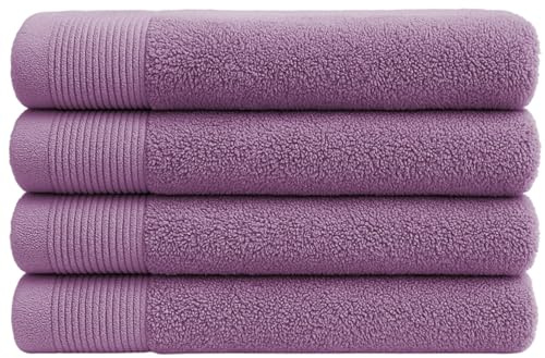NOVOTEXTIL Toallas de Cara o Bidé 30x50 cm – Juego 4 Toallas Pequeñas 100% Algodón 480 g/m2 – Suaves y Absorbentes – Set Toallas para Baño, SPA, Peluquería o Viaje (Lila)
