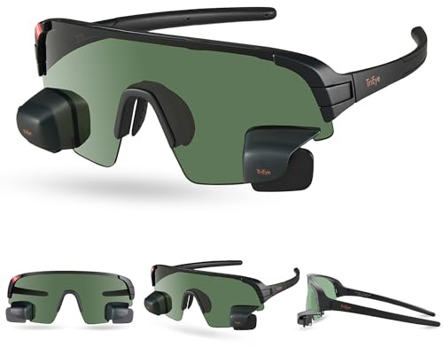 TriEye View Sport Sonnenbrille Herren Damen – Fahrradbrille polarisiert mit Dual-Lens Rückspiegel, UV400 Schutz, TR90 Rahmen & kratzfeste Gläser fürs Rudern Radfahren - Polarisierter Rauch M