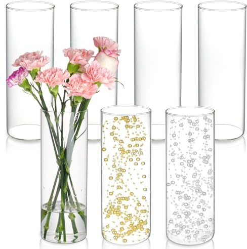 KAMJUNTAR Glass Vases for Flowers 7 Pcs 10 Inch Glass Cylinder Vases for Centerpieces Flower Vase Floral Arrangement Clear Tall Vase for Table Centerpiece Wedding Home Decor