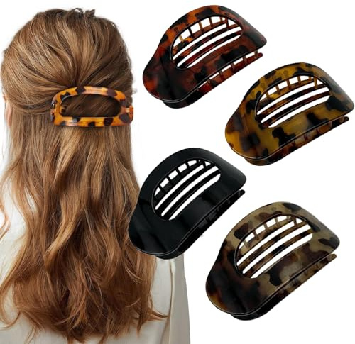 4 stücke Entenschnabel Haarspange,Einfach Elegante Frauen Haarspange | Neu Hair Clips,Flach Sicherer Halt Innenzähne Haar Krallen Haarklammer für Mädchen Frauen Dickes Dünnes Haar