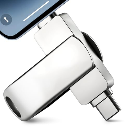 Lizoak 256GB USB C Stick, 3-in-1 USB 3.0 Flash-Laufwerk, Keine App, 20Mb/s Lesen&Schreiben, Externer Speicher für Fotos und Videos, für iPhone/iPad/Android/PC/Mac, mit C zu A Adapter