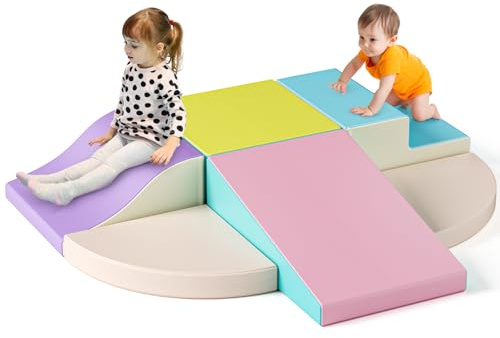 Scivoli al coperto e strutture di gioco,Campo motorio bambino, Blocco schiuma motricità bambino morbido gigante in schiuma,Giocattoli di arrampicata per bambini da 1 a 3 anni (JM655210)