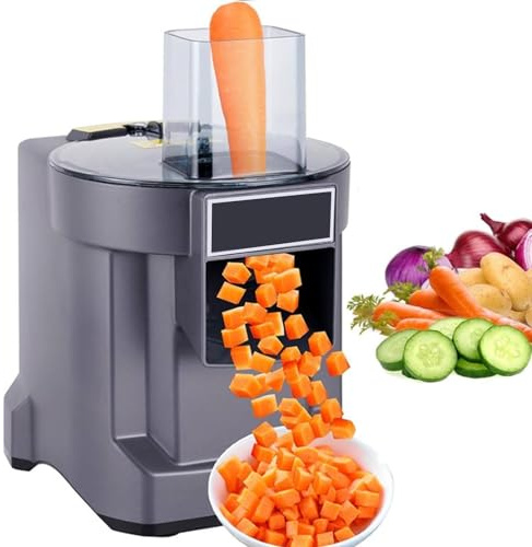 Tagliaverdure Automatica 100w | (Taglia A Cubetti/Affetta/Tritura) | Affettatrice Elettrica Per Frutta E Verdura,Macchina Tagliare A Cubetti E Triturare,Robot Cucina-Calibro Grande: 76*60mm A